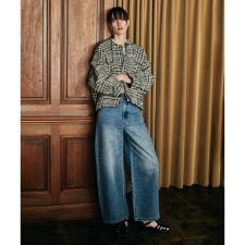 サイド切替オーバルデニムパンツ