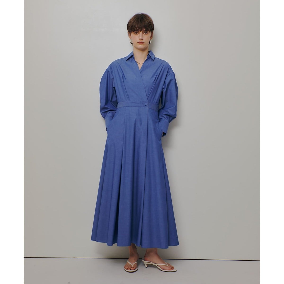 新品 allureville アルアバイル シャツワンピース ネイビー M 上品