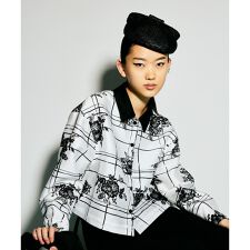 【LOULOU WILLOUGHBY】SILK COフラワーチェックシャツブラウス