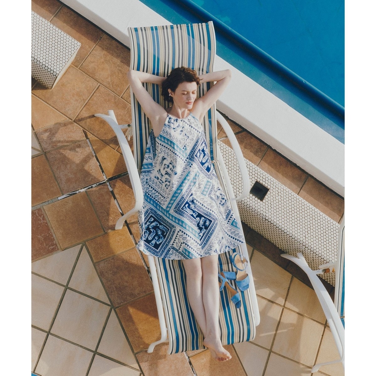 allureville ルルウィルビー トリコロールスカーフワンピース LOULOU WILLOUGHBY】ウエスタンスカーフプリントホルターネック