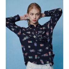 【LOULOU WILLOUGHBY】レタープリントシャツブラウス