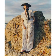 【LOULOU WILLOUGHBY】リネン混ドットワイドパンツ