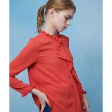 【LOULOU WILLOUGHBY】ヘムフリルドレープブラウス