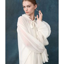 LOULOU WILLOUGHBY】プリーツディテールシフォンワンピース | ルル 