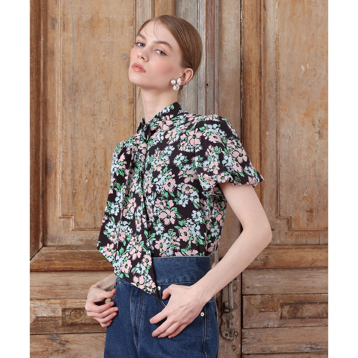 LOULOU WILLOUGHBY 小花プリント ブラウス 2 グリーン LOULOU