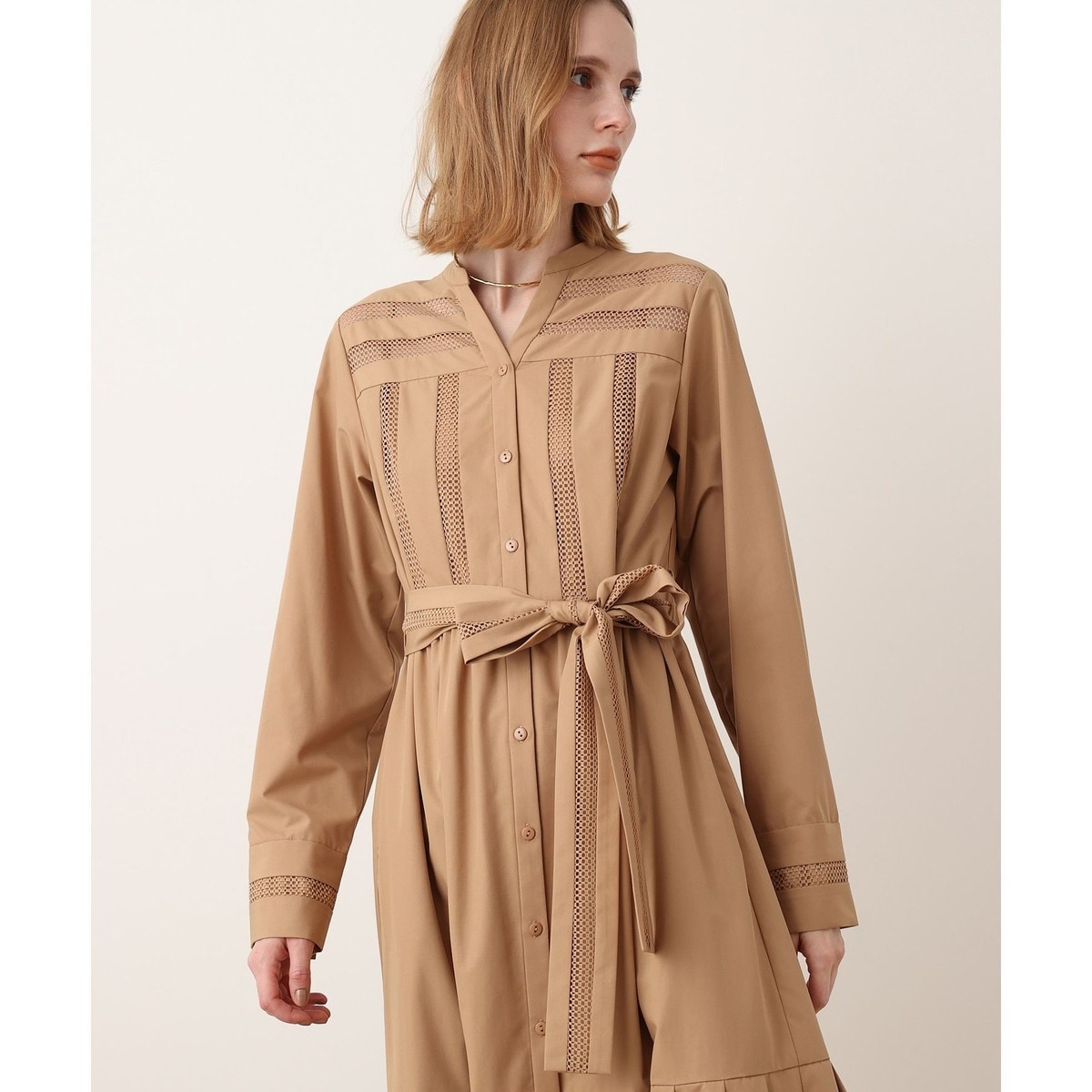 美品✨FENDIカラーワンピース　バイアスストライプ　Aライン　シルク　チャーム メッシュストライプワンピース | アルアバイル(allureville) | マルイ