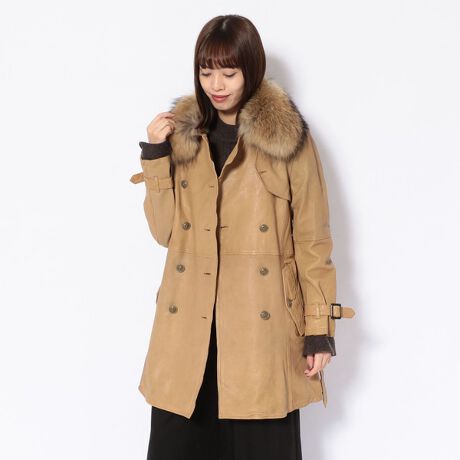 シープレザー トレンチコート リアルファー／SHEEP TRENCH 