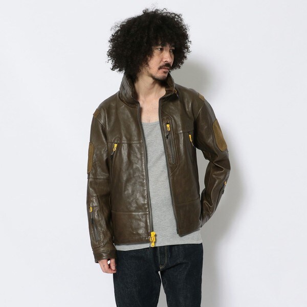 ラフ/お洒落！◆AVIREX アヴィレックス 羊革＆中綿 レザージャケット◆Lサイズ相当 （身長181-185位） 上野商会製 No.6101031  A-2 FLIGHT JACKET ANTIQUE LAMB ⁄ A-2 フライトジャケット