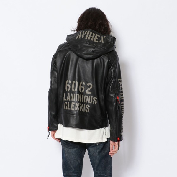 ☆AVIREX HOODED COMBAT RIDERS レザージャケット XL | unimac.az