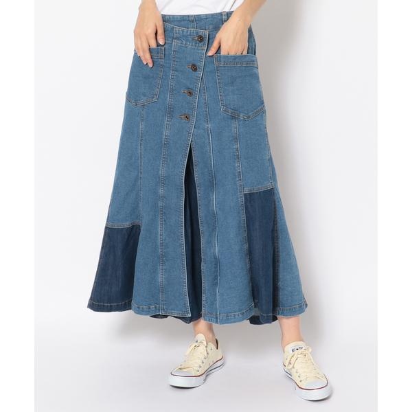 デニムカラーコンビスカート／ DENIM COLOR COMBI SKIRT