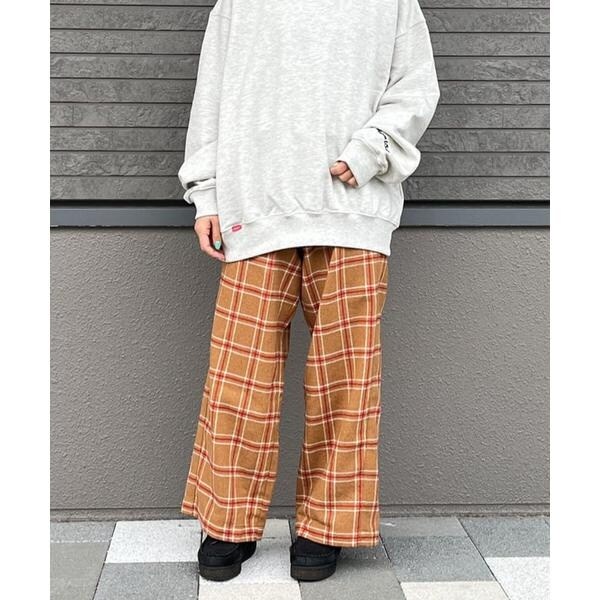 【安心・安全・速達の国内配送♪】プラダ チェック ウールパンツ セットアップ対応商品】ウールトロピカルタックワイドパンツ