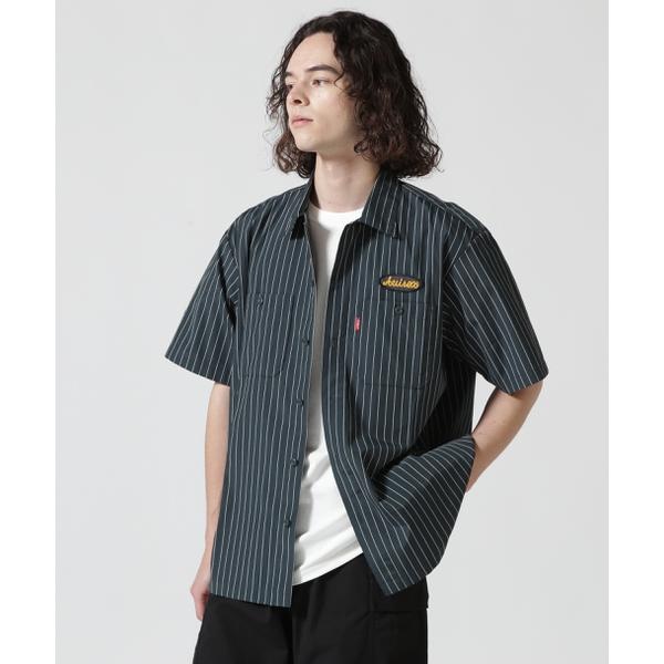 直営店限定》SHORTSLEEVE STRIPE WORK SHIRT ／ ストライプ ワークシャ