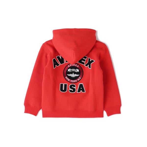[�}���C]�sKIDS �^ �L�b�Y�tVARSITY LOGO SWEAT PARKA �^ ���@�[�V�e�B ���S �X/�A���B���b�N�X�iAVIREX�j �I�����W