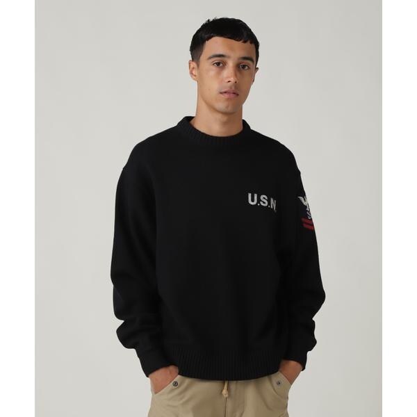 [}C]NAVAL CREWNECK KNIT ^ lCo N[lbN jbg ^ AVIREX ^ A/ABbNXiAVIREXj ubN