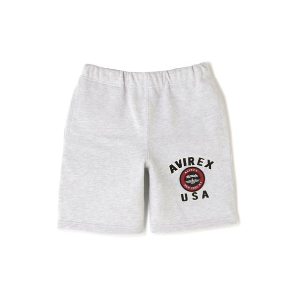 [�}���C]�sKIDS �^ �L�b�Y�t VARSITY LOGO SHORTS �^ �o�[�V�e�B ���S �V���[�c �^/�A���B���b�N�X�iAVIREX�j �O���[