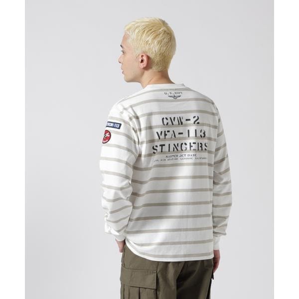 [}C]NAVAL PATCH LONGSLEEVE T-SHIRT ^ lCo pb` OX[u /ABbNXiAVIREXj OC{[_[2