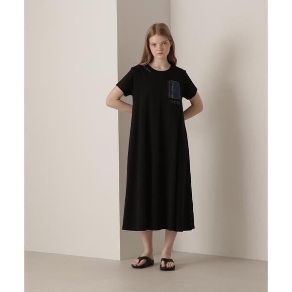 [�}���C]DENIM POCKET FLARE ONEPICE�^�f�j�� �|�P�b�g �t���A �����s�[�X/�A���B���b�N�X�iAVIREX�j �u���b�N
