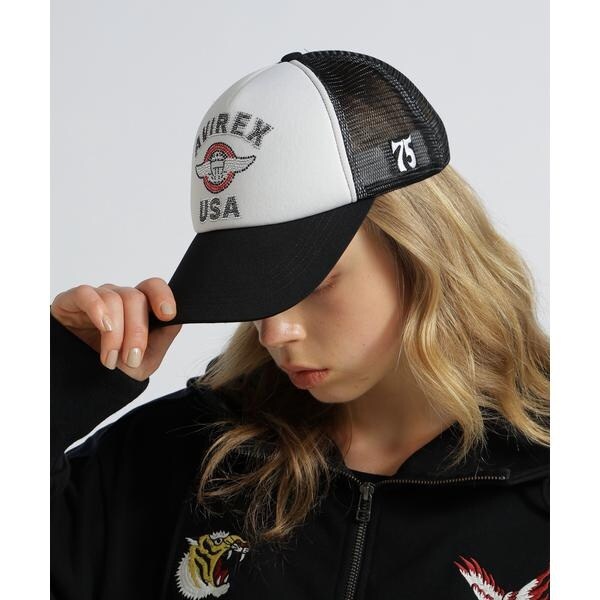 国内発送☆AVIREX☆RHINESTONE VARSITY LOGO MESH CAP WOMAN/直営店限定》RHINESTONE VARSITY LOGO MESH CAP