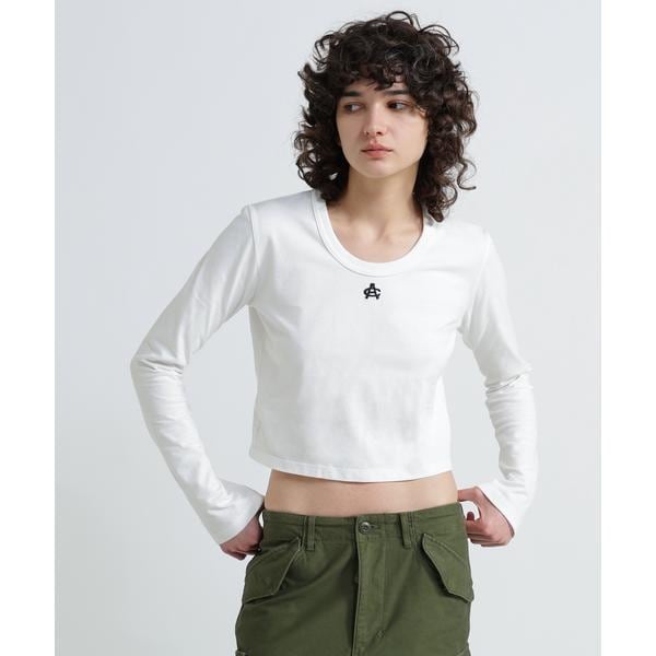 [}C]sWOMAN^cXtSHORT EMBROIDERY LOGO T-SHIRT/ABbNXiAVIREXj ItzCg3