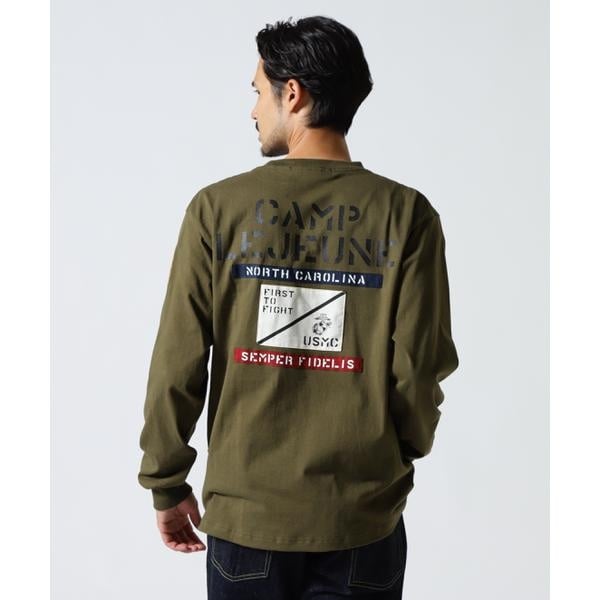 [}C]CAMP LEJEUNE PATCHED L^S T-SHIRT/ABbNXiAVIREXj I[u