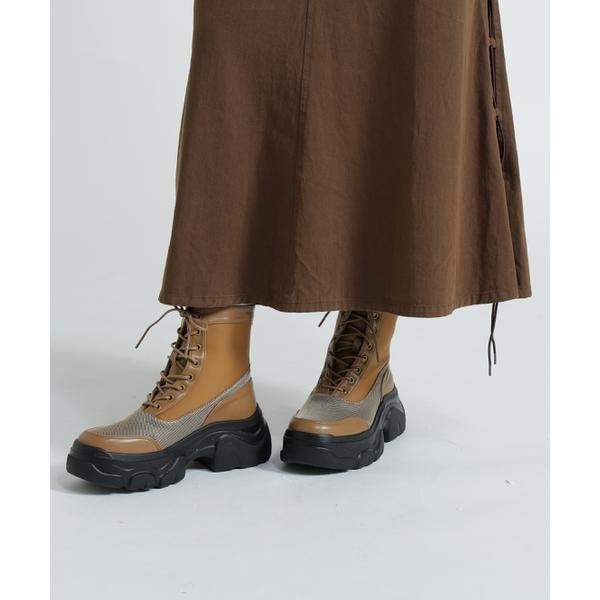 [}C]scXtLACE UP PLATFORM BOOTS^[XAbvvbgtH[u[c/ABbNXiAVIREXj x[W