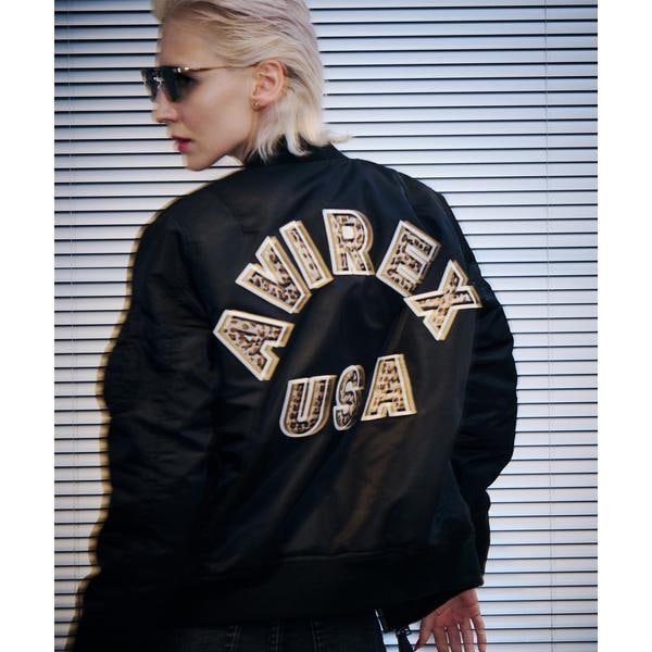 [�}���C]�sWOMAN�tLEOPARD LOGO MA-1/�A���B���b�N�X�iAVIREX�j �u���b�N