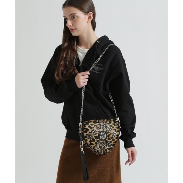 プ*✡様 AVIREX VARSITY HEART CHAIN BAGブラック 直営店限定》LX VARSITY LEATHER HEART CHAIN BAG | アヴィレックス