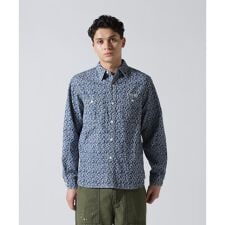 FLORAL PATTERN DENIM WORK L／S SHIRT