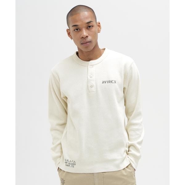 [�}���C]�sWEB&DEPOT����tSTENCIL HONEYCOMB HENRY NECK L�^S T-SH/�A���B���b�N�X�iAVIREX�j �I�t�z���C�g3
