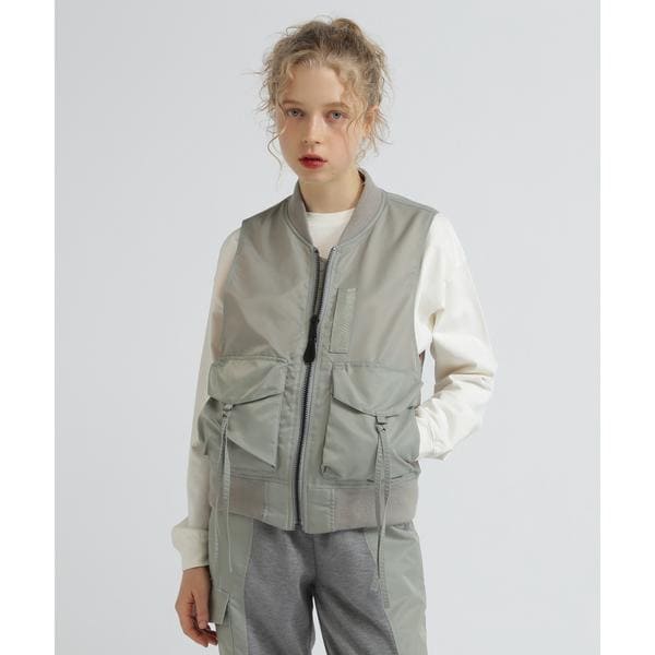 [�}���C]SLEEVELESS MA-1 VEST�^�X���[�u���XMA-1�x�X�g/�A���B���b�N�X�iAVIREX�j �O���[