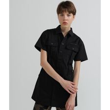SHORT-SLEEVE MILITARY MINI SHIRT DRESS