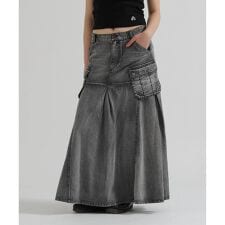 DENIM MERMAID CARGO SKIRT