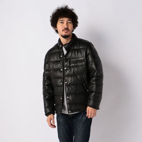 Schott ダウンジャケット メンズ レザージャケット ラム革 ダブル 