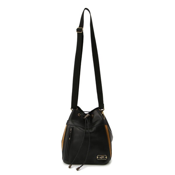 ショット巾着レザードローストリングバッグ ショルダーSchott ブラック DRAWSTRING BAG／ドローストリング バッグ