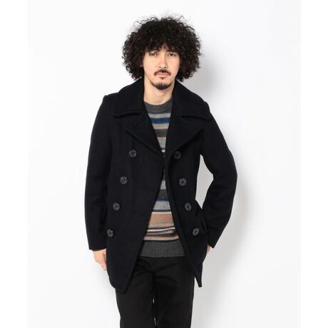 schott ウールピーコート 黒 ダブルブレスト（楽天市場】ショット 