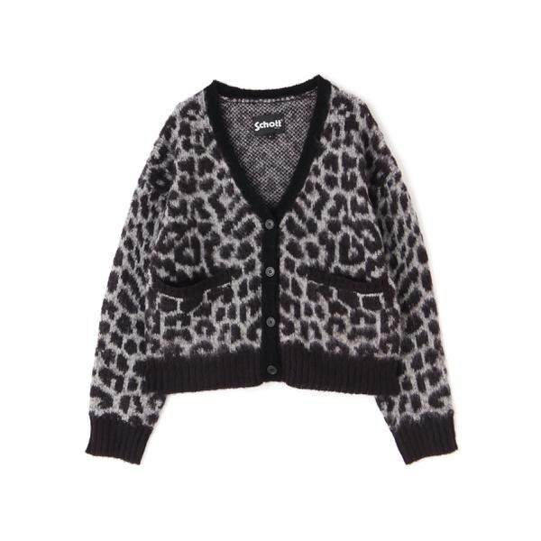 schott モヘヤ レオパード カーディガン LEOPARD MOHAIR CARDIGAN／レオパードモヘア カーディガン