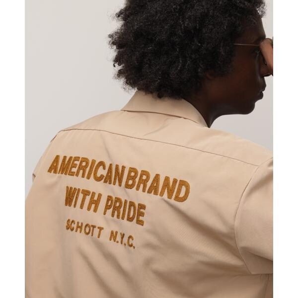 [�}���C]TC WORK SHIRT�hAMERICAN BRAND WITH PRIDE EMB�h�^�h�J���[�N/�V���b�g�iSchott�j �u���E��