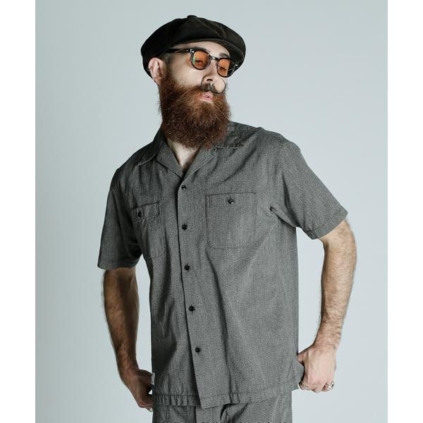 BADWAY／バッドウェイ／ TC WORK SHIRT B.W EMB／コラボ 刺繍シャツ