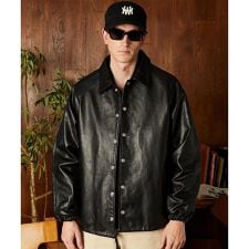 LEATHER COACH JACKET／レザーコーチジャケット
