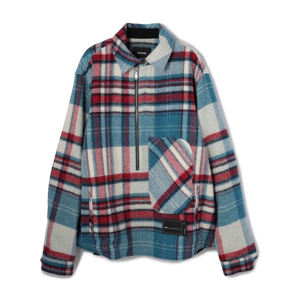 ウェルダンWE11DONE Half Zip Plaidチェックシャツ-