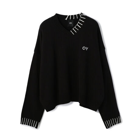 OY／オーワイ／Stitch V－Neck CropKnit 