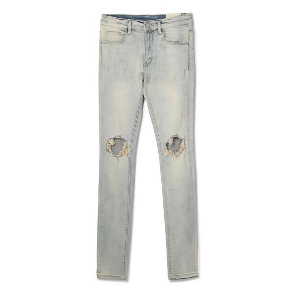 mnmlミニマルダメージ加工 ライトブルーデニム SALE/セール】ミニマル mnml X1 DENIM STRETCH LT.BLUE/ライト