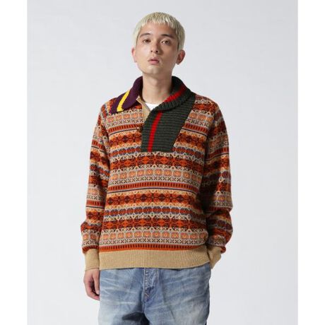 Kolor BEACON／カラービーコン／Bi Color Neck Knit／バイカラーネック 
