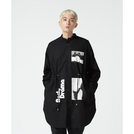 ALMOSTBLACK／オールモストブラック／WVN C-OFF MODS LONG SHIRT／モ 