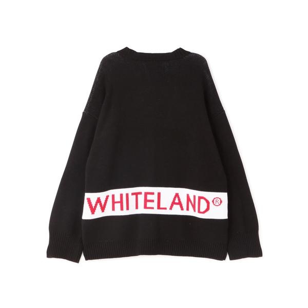 WHITELAND／ホワイトランド／LINE LOGO CARDIGAN／ラインロゴ