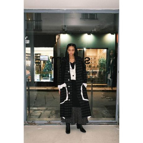 sulvam／サルバム／HOUNDSTOOTH OVER COAT／ハンドステッチオーバー 