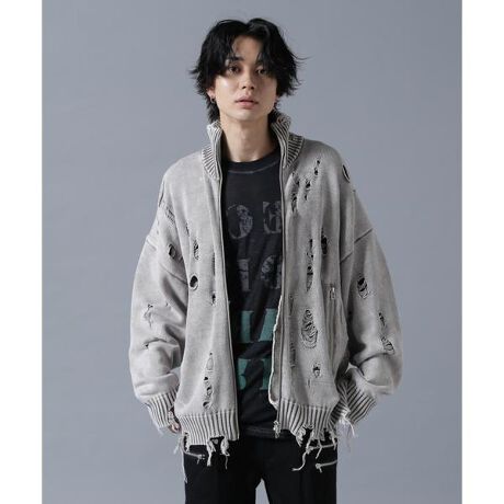 DankeSchon／ダンケシェーン／DAMAGE PIGMENT KNIT DRIVERS 