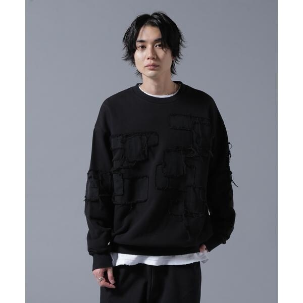 【DankeSchon】PATCHWORK CREW NECK SWEAT ブラック 要在庫確認 DankeSchon/ダンケシェーン/PATCHWORK CREW NECK SWEAT
