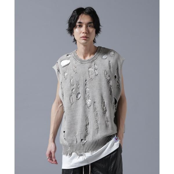 美品 クルニ レイヤードニットベスト CULLNI/クルニ/サイドベルトレイヤードニット