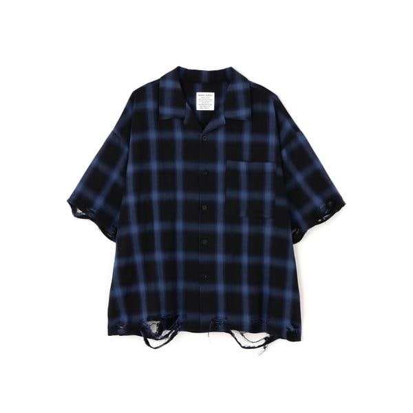 DankeSchon／ダンケシェーン／OMBRE CHECK DAMEGE S／S SHIRTS